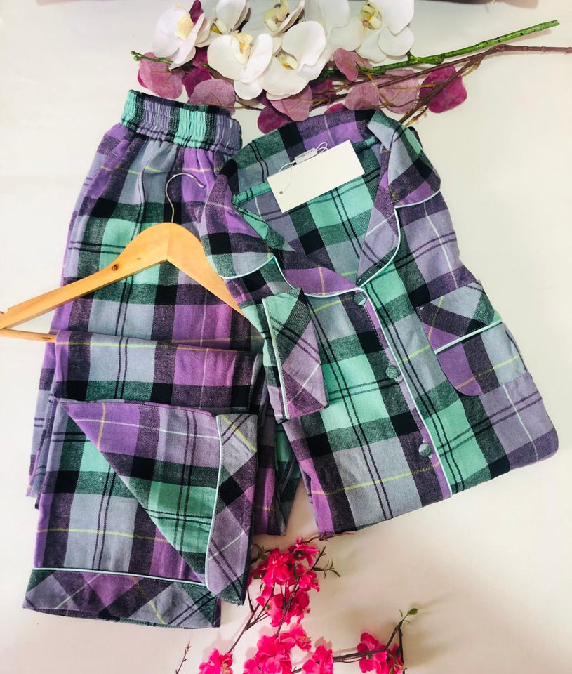 Pyjama femme à carreaux 💜💚
