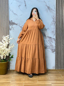 🤎 Robe Longue en Crêpe – Couleur Taba