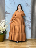 🤎 Robe Longue en Crêpe – Couleur Taba
