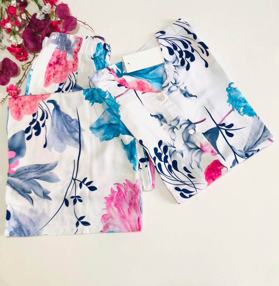 ✨ Pyjama Femme en Rallon – Fraîcheur & Élégance Florale ✨