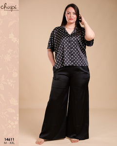 Pyjama Satin Femme Chic – Élégance Nocturne 🖤