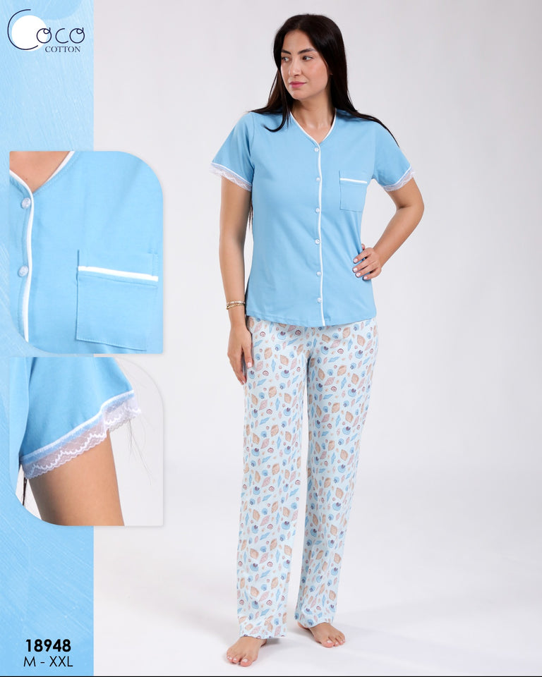 Pyjama "Coco" en Coton – Confort et Simplicité à Porter au Quotidien