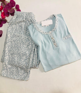 Pyjama Femme Élégant & Confort Absolu – Bleu Ciel