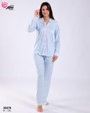 Pyjama Femme Bleu Ciel Imprimé – Douceur & Sérénité