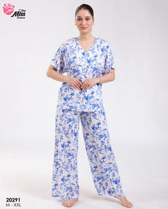 ✨ Pyjama Femme en Rallon Bleu Ciel – Fraîcheur & Confort Absolu ✨